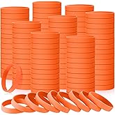 Liliful 50 Pcs Plain Silicone Rubber Bracelets Elastic Rubber Wristbands Blank Colored Bracelet Sports Bands for Stretch Wristband Wrist Bands for Women Men Party Gifts(Orange)