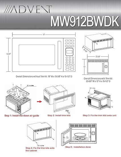Amazon.com: Advent mw912bwdk Negro Horno Microondas ...