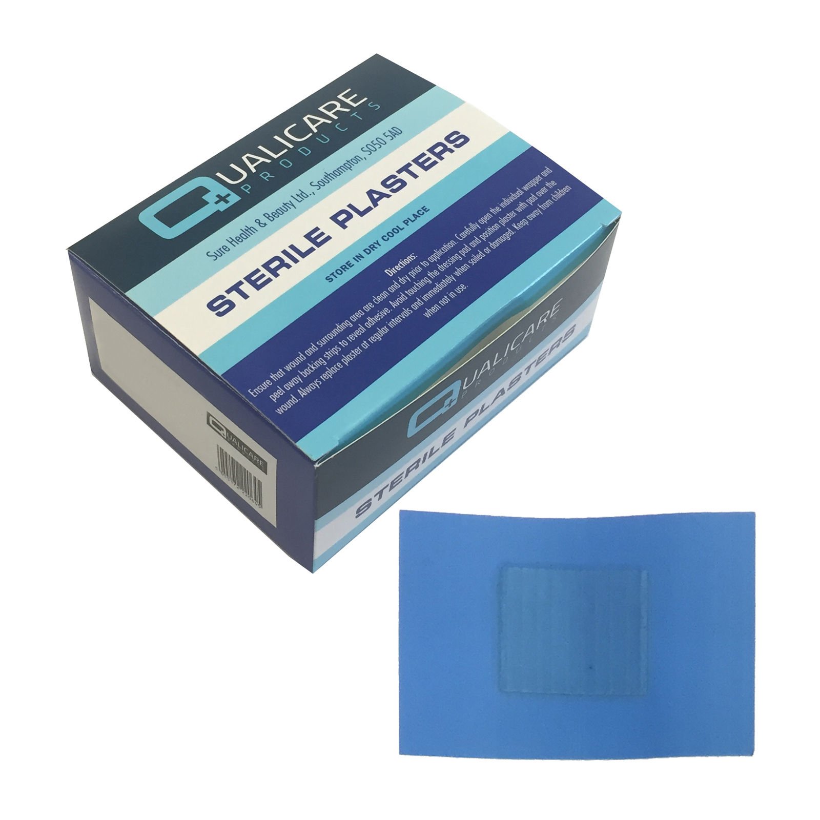 Qualicare Blue Detectable Waterproof 7.2cm x 5cm Plasters (Box of 50)