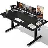 Veken 63"x28" Wider Large Standing Desk, Electric Height Adjustable, Black | Modern Workstation Computer Desk, Sit to Stand Up, Conference Room Tables for Home Office, Writing, Gaming Study
