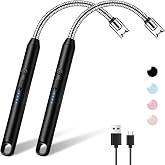 2 PCS Lighters Long Stem, 360° Flexible Neck Electric lighters, Black | Arc Windproof Flameless, Prevent accidental touch, au