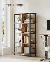 VASAGLE 8-Compartment Open Bookcase 80x33x149 cm Rustic Brown Black LLS105B01 view 4