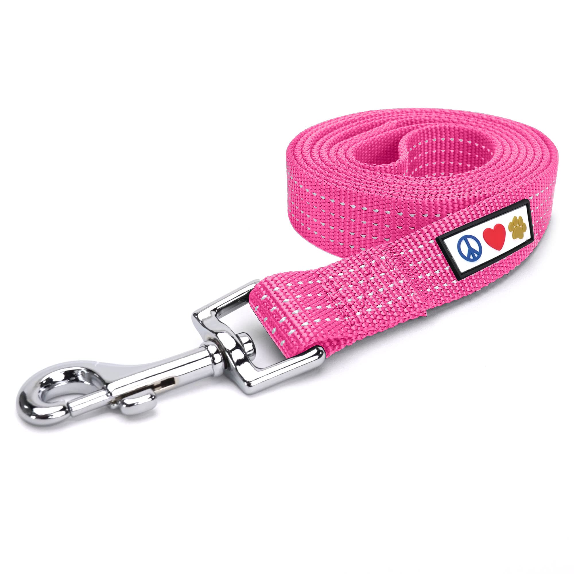 Pawtitas Dog Lead for Large Dogs, Comfortable Handle Training Lead, 1.8m Long, Reflective, Pink, Medium or Large Dog Leads
