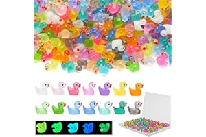 300PCS Mini Luminous Resin Ducks, BetterJonny Small Tiny Ducks to Hide Glow in The Dark for Garden Craft Landscape Potted Aqu