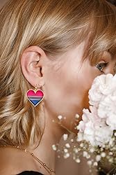 Bisexual Pride Heart Shape Dangle Earrings Gay