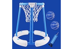 AMY & BENTON Pool Basketball Hoop Floating Basketball Hoop for Pool Floating Pool Basketball Hoop Basketball Pool Hoop and Ball Water Basketball Goal for Beach Pool Game for Adults Kids 4-8-12 Pool Basketball Goal