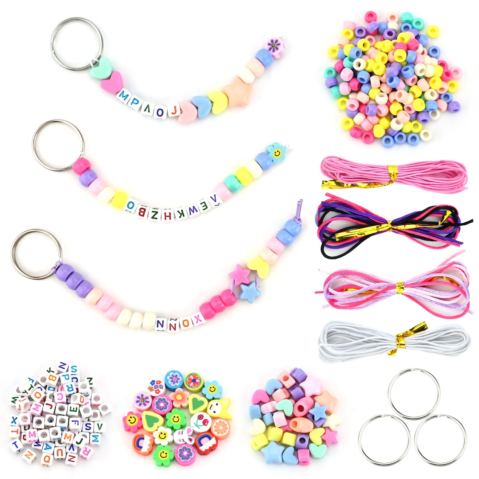 Cretvestsar 280 Pcs Keychain Making Kit, DIY Arts and Crafts Supplies with Alphabet Beads and Animal Charms, Create Your Own Unique Keychains for Backpacks, Gift for Girls Boys