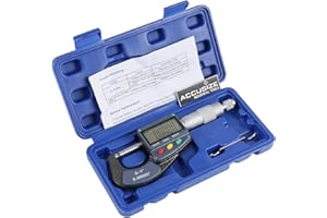 Accusize Industrial Tools 0-1 Inch x 0.0001 Inch Large Screen Electronic Digital Outside Micrometer Carbide Tipped, C085-0001