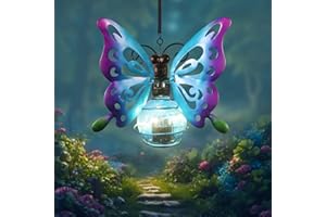 YAMODOOR Butterfly Solar Outdoor Hanging Lantern Creative Small Sculpture Lights Durable Waterproof Lamp Suitable for Festivals Garden Decor Birthday Gifts for Grandma Mom Women Girl
