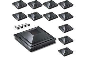 SIEDiNLAR 4x4 Post Caps Black 12 Pack, Fence Post Covers Outdoor Waterproof, Fits 4x4 3.5x3.5 Wood/Vinyl Posts for Deck Fence Mailbox Patio Decor