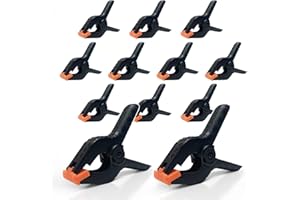 Spring Clamps Spring Clips:12 Packs 4.5 Inch Black Clamps Woodworking, Plastic Heavy Duty Wood Clamps for Woodworking,Backdro