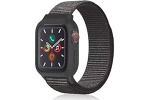 KUAGUOZHE Band with Case Compatible with Kids Apple Watch Band 46mm 45mm 42mm 41mm 44mm 40mm, Silicone Bumper with Sport Loop Nylon Strap for Series 11/10/9/8/7/6/5/4/SE/SE2/SE3 for Boys Girls