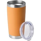 HASLE OUTFITTERS 20oz Stainless Steel Tumblers Bulk, Insulated Travel Cup with Lid, Double Wall Vacuum Coffee Mug for Cold & Hot Drinks 1 Pack, Orange