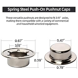 (4-Pack) Calvana Spring Steel Push On Pushnut Caps