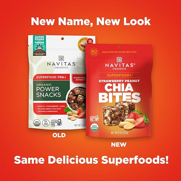 NAVITAS ORGANICS STRAWBERRY PEANUT CHIA SUPERFOOD+ BITES – POWER SNACKS – ALL NATURAL PLANT BASED – CLEAN ENERGY & NUTRITION – USDA ORGANIC, NON GMO, GLUTEN FREE, KOSHER, VEGAN (8OZ. BAG 11 SERVINGS)