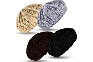 SATINIOR 4 Pieces Crochet Beret Hats for Women Soft Lightweight Crochet Knit Beret Hats for Women Christmas Winter Holiday