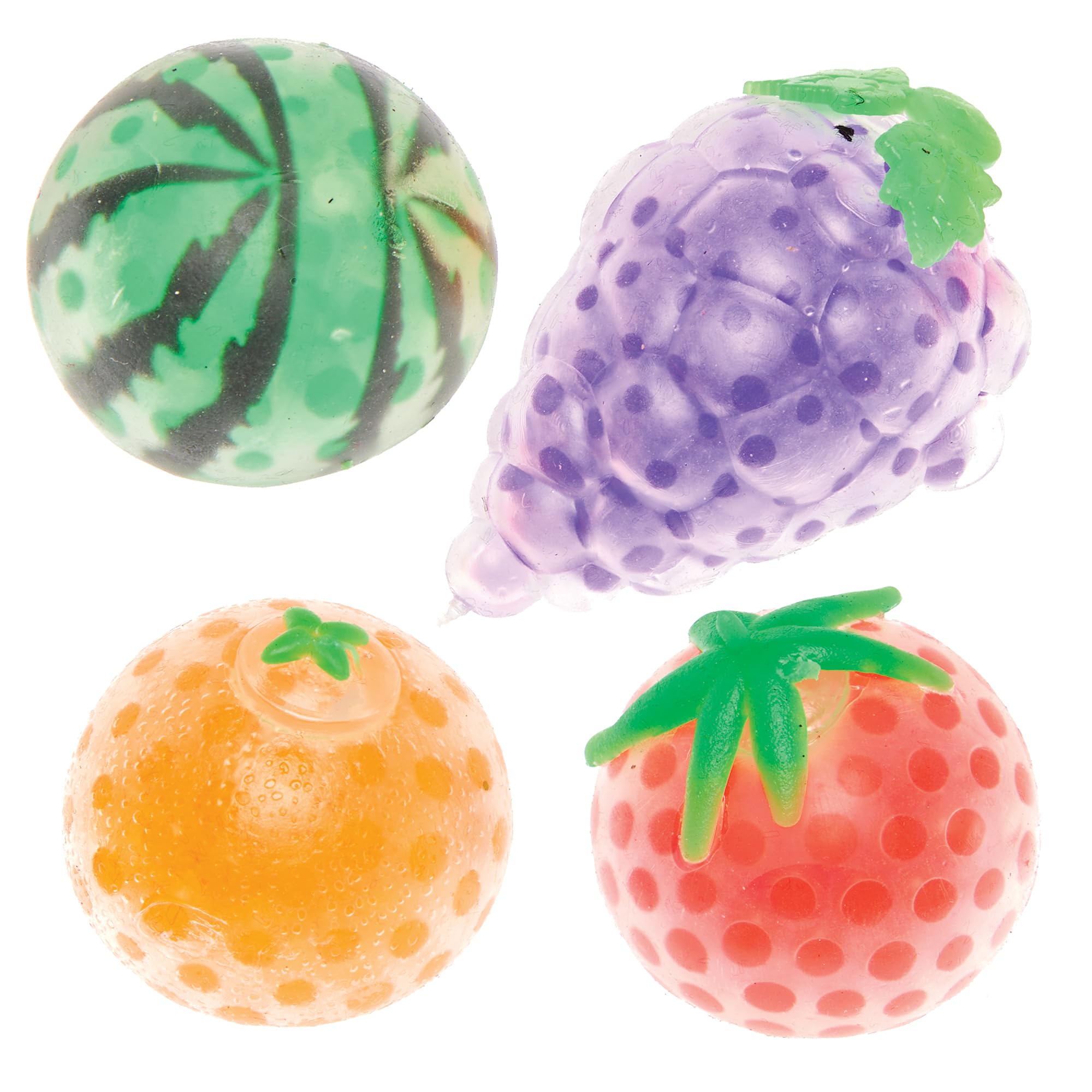 Baker Ross FN104 Squeeze Bead Fruit - Pack of 4, Rubber Toys, Jelly Toys for Kids, Party Bag Fillers