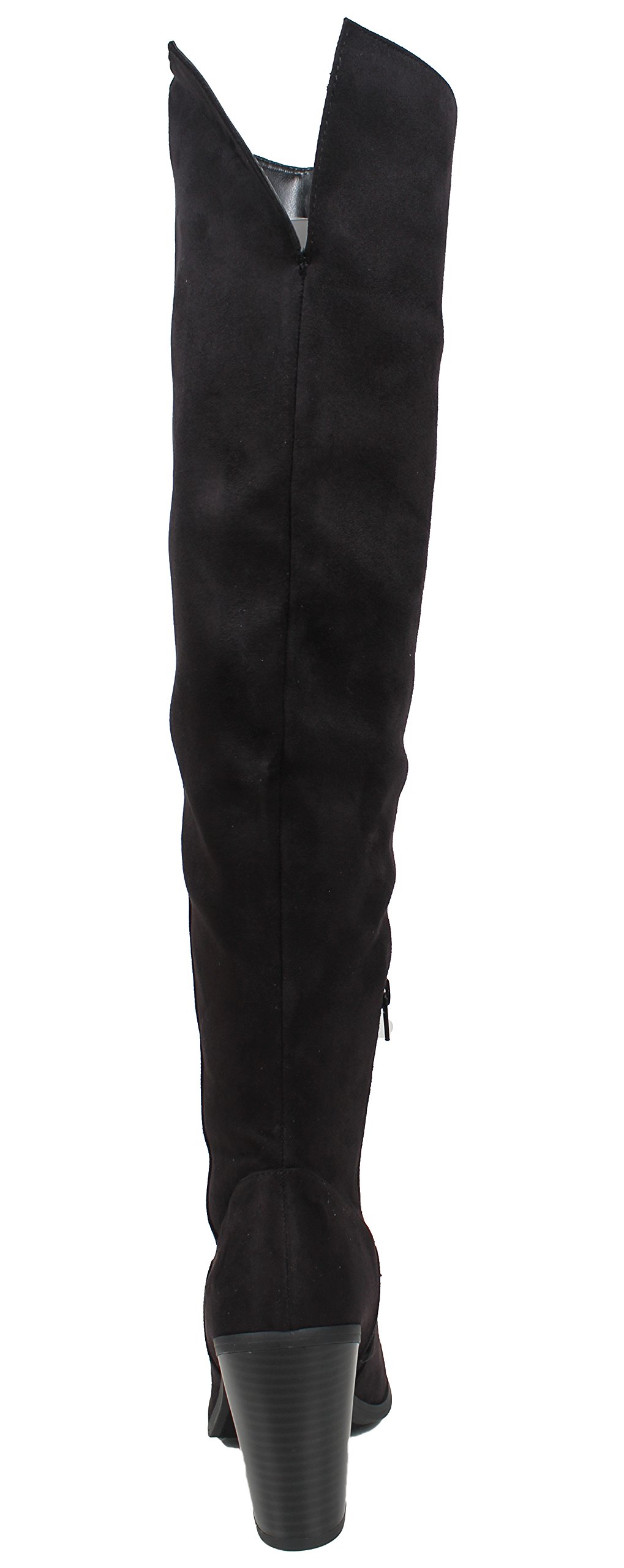 City Classified Women's Back Split Open Back Over The Knee Chunky Stacked Block Heel Black - Image 5
