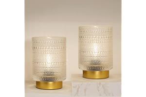 ULAROOM 2 Pack Battery Operated Lamp with Timer, Cordless Table Lamps Bubble Design for Home Decor, Portable Small Lamp for Room Decorative Living Room Bedroom (2 Pack-Transparent)