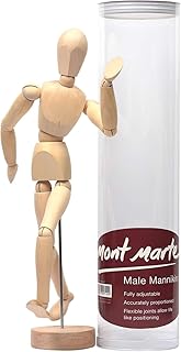 Mont Marte Gliederpuppe - Modellpuppe, Holzpuppe, Biegepuppe, Mannequin 30cm männlich aus Holz