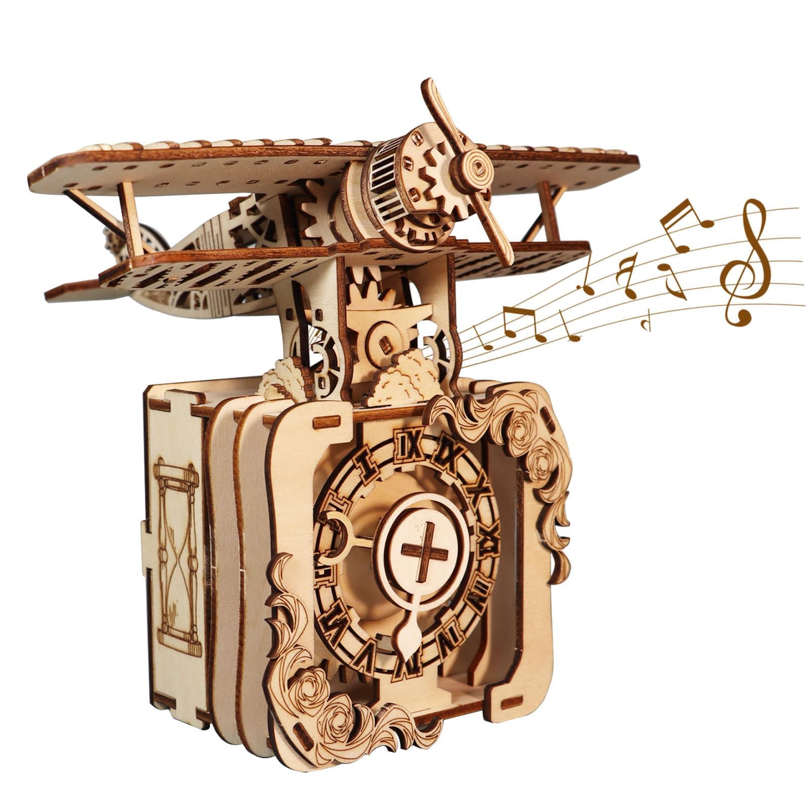 Music Park 3D Wooden Puzzle Airplane Music Box Punk Gear Industrial You Are My Sunshine Model Kits for Adults Birthday Christmas Unique Gift for Women — image 1