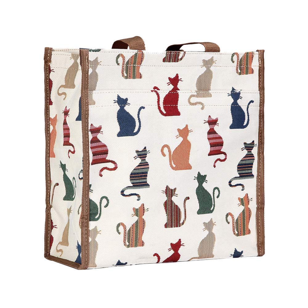 Signare Tapestry Shoulder Bag Shopping Bag for Women (Cheeky Cat)