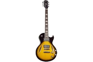 Censtar Semi-Hollow Body Electric Guitar,Jazz Guitar with Diamond Holes,Maple Body,Mahogany Neck,Rosewood Fingerboard,6-String Full Size Semi-Hollow Body Electric Guitar.
