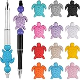 Framendino, 12 Pack Turtle Silicone Focal Beads Cute Sea Tortoise Loose Spacer Animal Bead for Pen Bracelet Keychain Jewelry Making