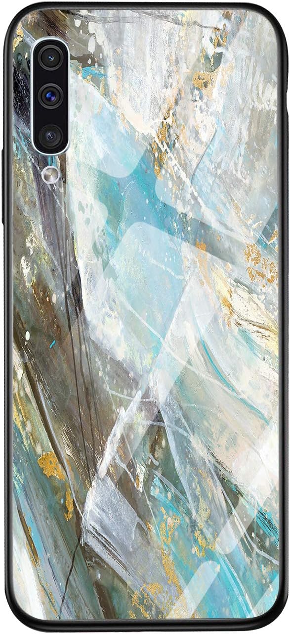 MATOP Compatible with Samsung Galaxy A70 / A70S Case,Slim Thin Marble Autumn Pattern Design Anti-Yellow 9H Tempered Glass Back Cover with Soft TPU Silicone Bumper Protective Case -Marble 2