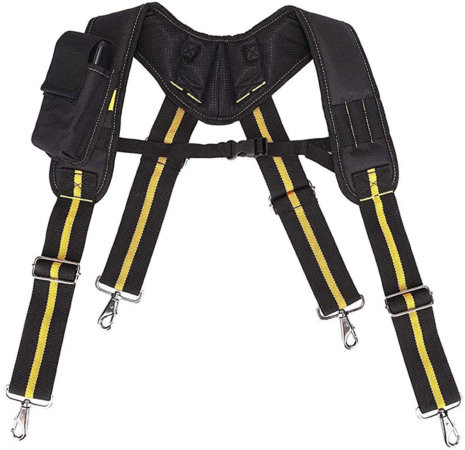 Tool Belt Suspender - Tool Belt Braces Multifunction H-Shaped Adjustable Hanging Electrician Suspenders Heavy Duty Work Suspenders w/Phone Pencil Slot