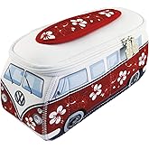 BRISA VW Collection - Volkswagen Neoprene Universal Makeup Cosmetics Toiletry Travel Pharmacy Bag in T1 Bus Design (Hibiscus/Red) (Small (9.1 x 4.3 x 3.1 inches))