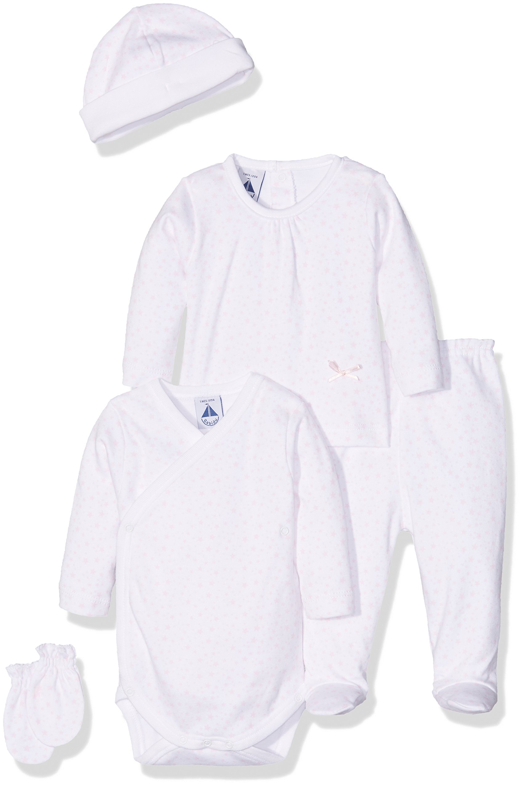 BABIDU Baby-Unisex's Pack NACIMIENTO Clothing Set, BCO/Pink, 0-3 Months