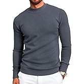 Runcati Mens Mock Turtleneck Pullover Slim Fit Casual Basic Thermal Knit Sweater Lightweight Long Sleeve Pullover Tee