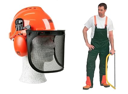 Schnittschutz Set 2 teilig Forsthelm KWF geprüfte Schnittschutzhose Schnittschutzlatzhose (106)