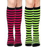 HONGTEYA Valentines Day Knee High Socks for Women Cotton Athletic Long Tall Thin Heart Stripes Boot Tube Christmas Halloween