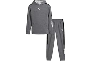 PUMA Boys Sweatpants Set - 2 Piece Fleece Pullover Hoodie Sweatshirt and Boys Jogger Pants Youth Kids Activewear Set (8-16)
