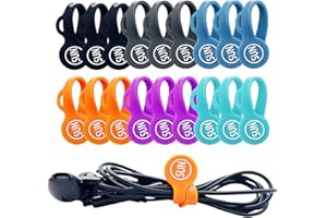 SUNFICON 18 Pack Magnetic Cable Clips Cable Organizers Earbuds Cords Winder Bookmark Clips Whiteboard Noticeboard Fridge Magnets USB Cable Manager Keeper Wrap Ties Straps