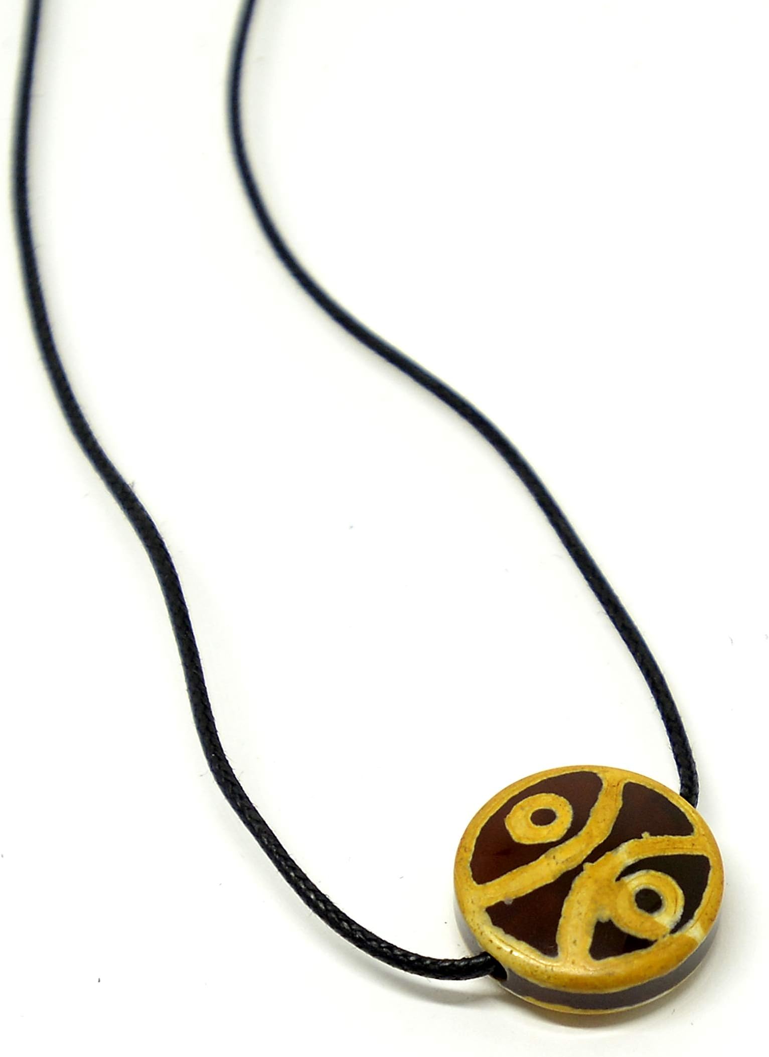 Old Tibetan Agate Dzi Bead Energy Pendant Necklace On Adjustable Cord (Four Eye Dzi Beads for Positive Thinking,Long Life and Over Powering Your Demons