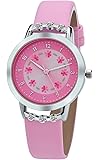 Girls Watches,Flowers Diamond Wrist Watch PU Leather Band Analog Quartz Cute Waterproof Watches for Kids Girls