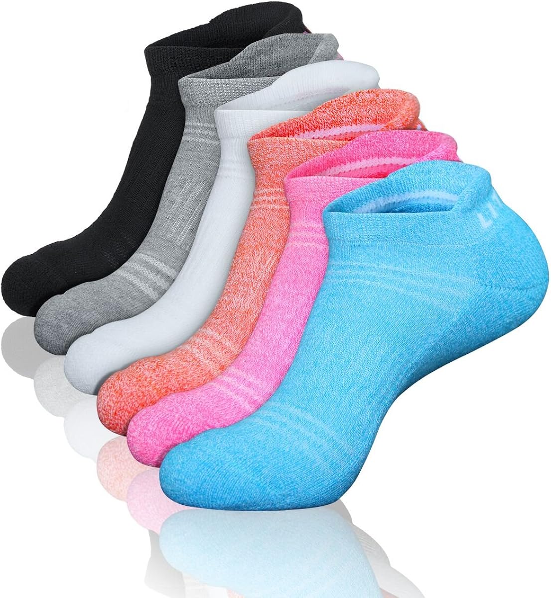 LITERRA Womens Ankle Socks 6-Pairs Athletic Running Low Cut Socks Cushioned : Clothing