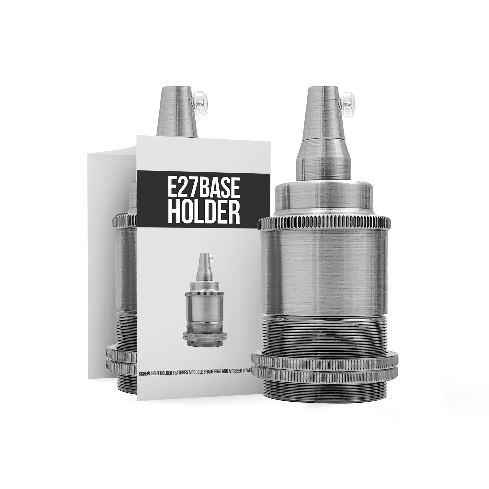 LEDSone E27 Vintage Solid Bulb Socket, E27 Lamp Holder Base, Edison Screw E27 Wall Socket Light Bulb Socket Adapter, AC 120-240V, Ceiling Light Fitting (Satin Nickel)