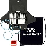 addi Click Turbo Basic 5-Inch Interchangeable Circular Knitting Needle Set Sizes US 4, 5, 6, 7, 8, 9, 10, 11, 13 and 15 with 