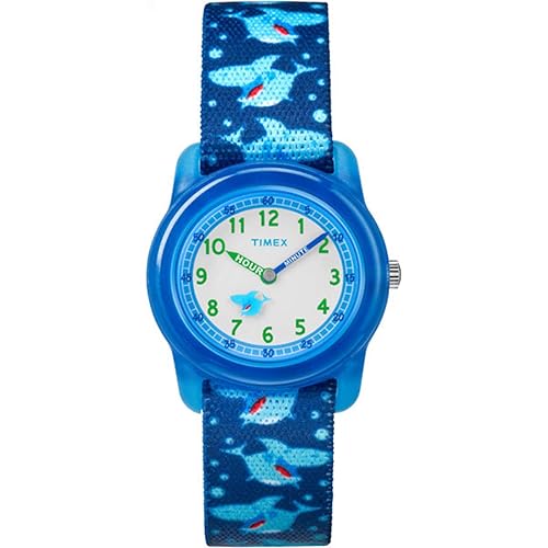 Timex Boys TW7C13500 Time Machines Blue Sharks Elastic Fabric