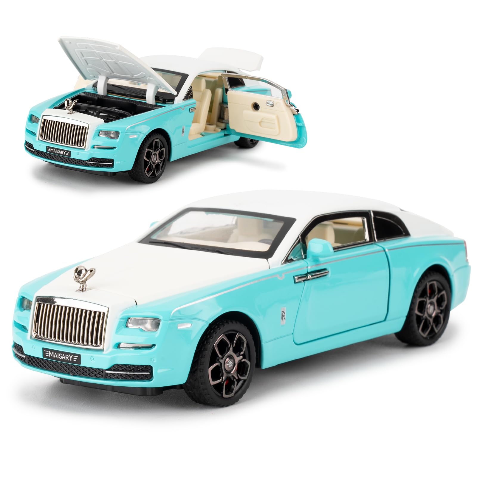 imtfzct 1/32 Rolls Royce Phantom Car Model, Sound and Light Toy Car with Pullback Function, Suitable for Collection Casting Zinc Alloy Car Model, Gift for Kids (Blue)