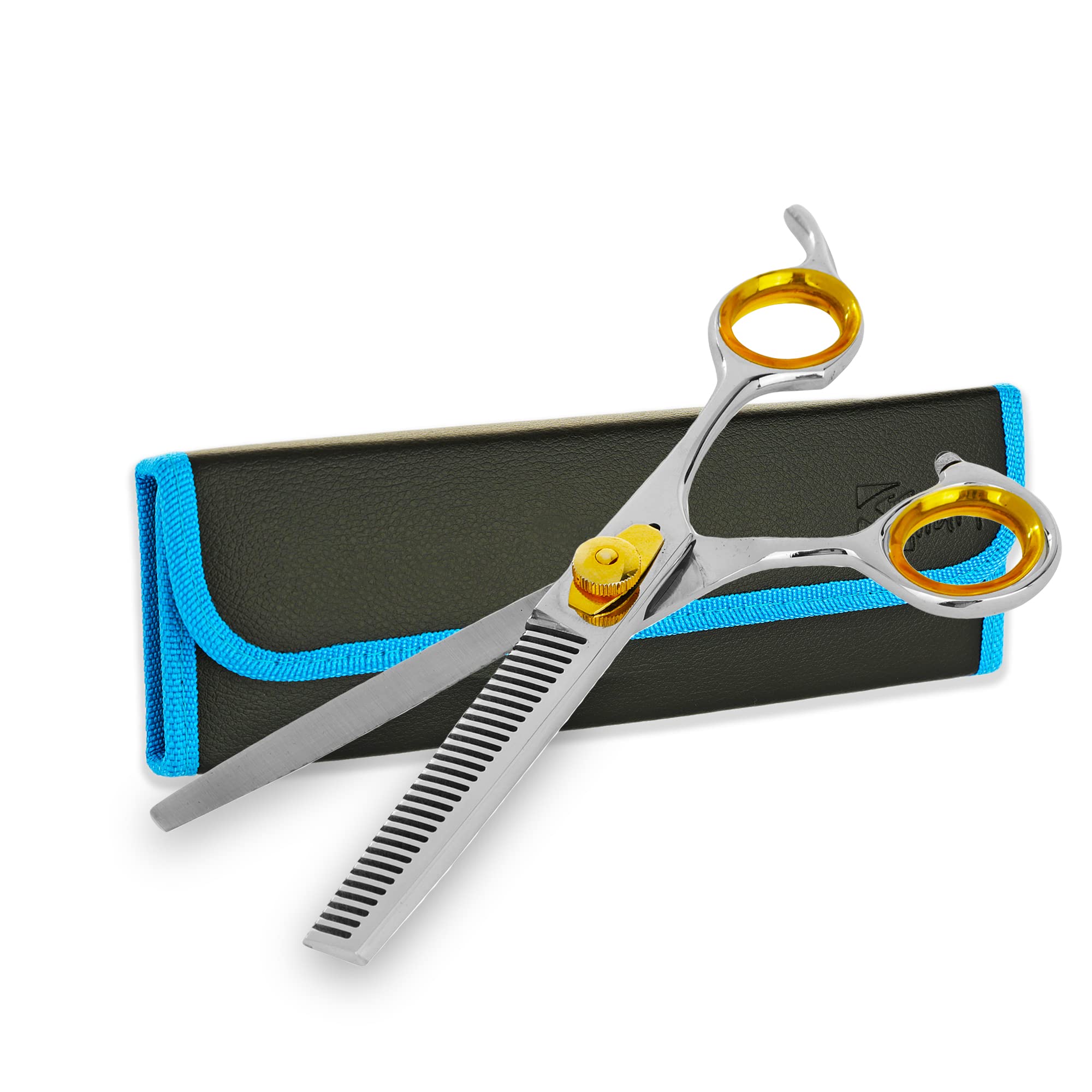 SHARF Gold Touch Barber 6.5 Inch, 30-Tooth, Professional Thinning Shears 440c Japanese Stainless Steel Barber Scissors for Men and Women