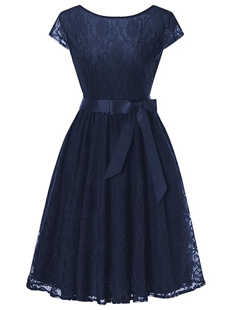 HENCY Vintage Vestito Mini Vestiti Donna Tulle Abito Manica corta ...