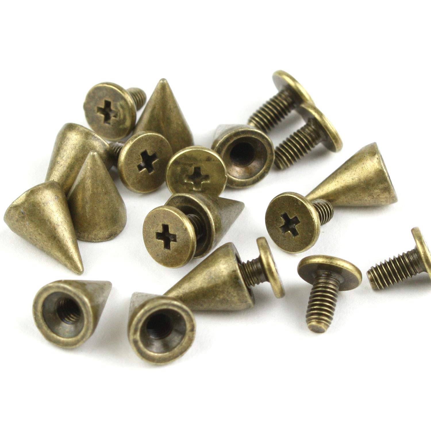 RUBYCA 500 Sets 10MM Bronze Color Bullet Cone Spike and Stud Metal Screw Back for DIY Leather-craft