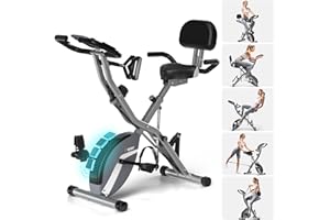 MOSUNY Exercise Bike, 5-in-1 Recumbent Exercise Bike Like A Physical Therapist, Stationary Bike with 16-Level Adjustable Magnetic Resistance, 350 LBS Folding Exercise Bike for Home Workout