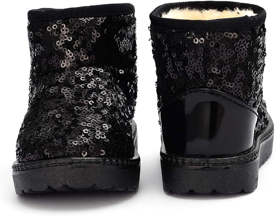  | DADAWEN Boy's Girl's Warm Winter Sequin Waterpoof Outdoor Snow Boots | Snow Boots