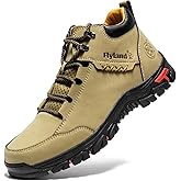 FLYLAND Men's Casual Leather Shoes Chukka Ankle Boots Handmade Fashion Shoes Non Slip Breathable Comfortable Mid Top for Driving Walking Outdoor